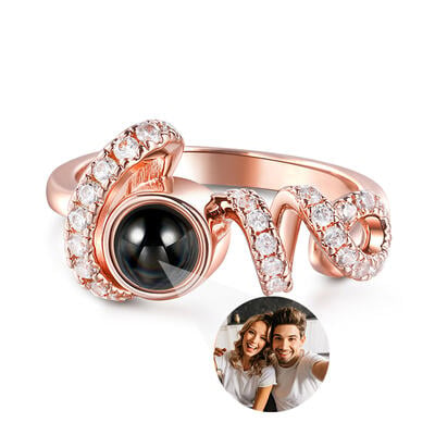 Jeulia "You Complete Me" Personalized Photo Projection Sterling Silver Ring