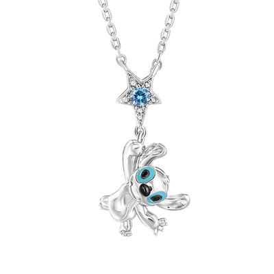 Jeulia "Picking Stars" Little Monster Birthstone Necklace Sterling Silver