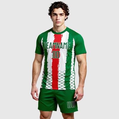 Custom Mexico Soccer Uniform Jersey Kelly Green Red-White Sublimation