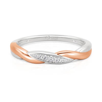Jeulia Amore Two Tone Twist Ring for Women Sterling Silver