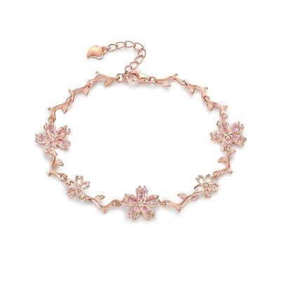 Jeulia Sakura Cherry Blossom Rose Gold Bracelet