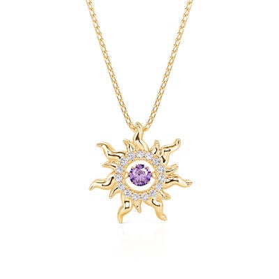 Jeulia Custom Dancing Birthstone Sun Necklace Sterling Silver
