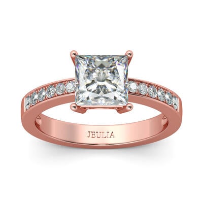 Jeulia Anillo Con Tono De Oro Rosado De Talla Princesa En Plata De Ley