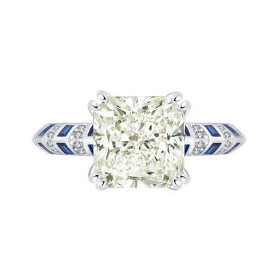 Jeulia Classic Cream Radiant Engagement Ring Two Tone Sterling Silver