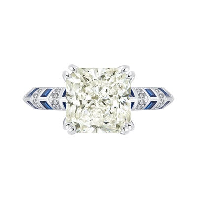 Jeulia Classic Cream Radiant Engagement Ring Two Tone Sterling Silver