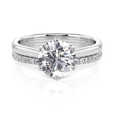 Jeulia Simple Flower Engagement Ring Set Sterling Silver