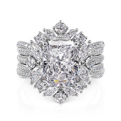 Jeulia Inset Gorgeous Sterling Silver Wedding Ring Set