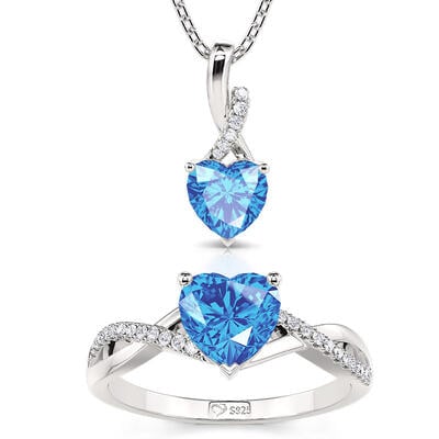 Jeulia "Eternal Heart" Twist Custom Ring and Necklace Jewelry Set