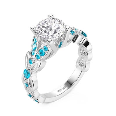 Jeulia Butterfly Round Cut Sterling Silver Ring