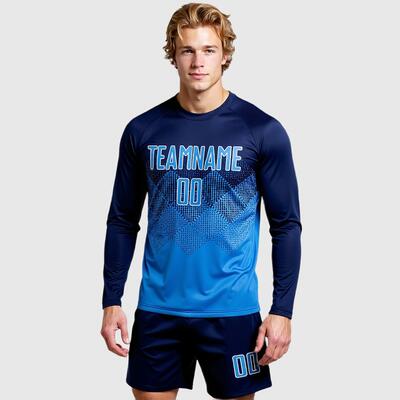 Custom Soccer Jersey Long Sleeve Gradient Square Shape Sublimation at Low Prices