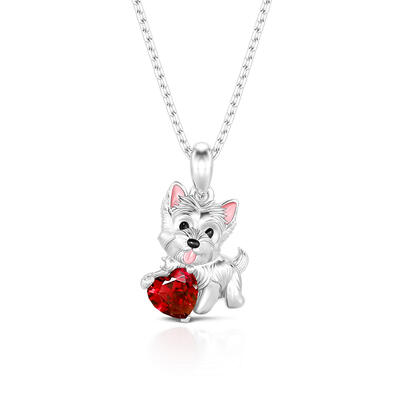 Jeulia Petland Custom Westie Puppy Necklace with Birthstone