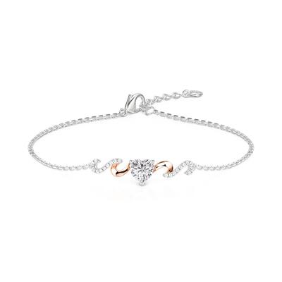 Jeulia Amore Personalisiertes Infinity Herz Armband mit Geburtsstein