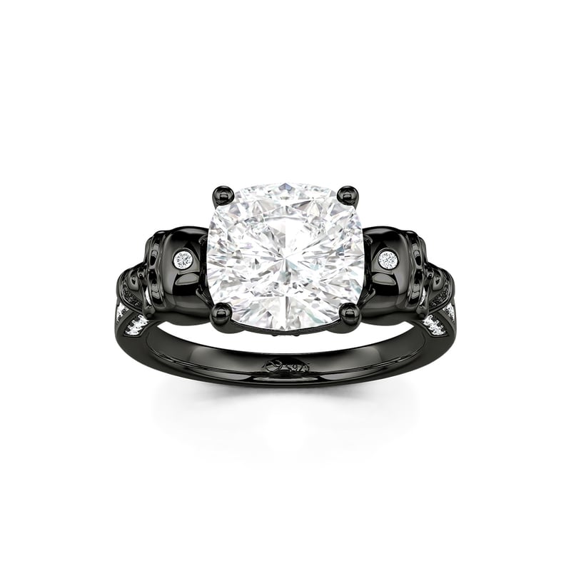 Jeulia Anillo de Mujer Gótico de Plata de Ley con Calavera Negra