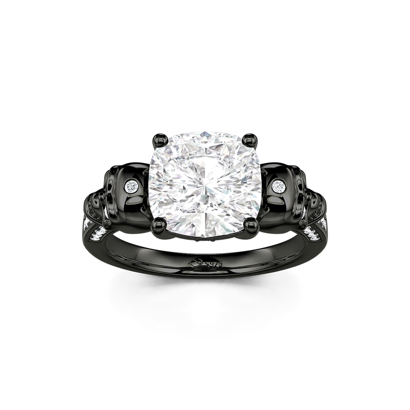 Jeulia Anillo de Mujer Gótico de Plata de Ley con Calavera Negra