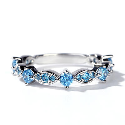 Jeulia Simple Round Cut Sterling Silver Women's Band