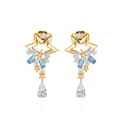 Jeulia Luna Astra Celestial Star Drop Earrings
