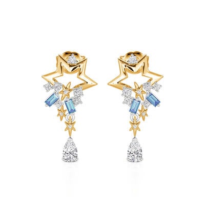Jeulia Luna Astra Celestial Star Drop Earrings