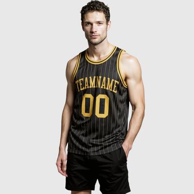 Authentic Pinstripe Black Basketball Jersey - Custom Stripe Layout, Premium Fabric, Team Logo