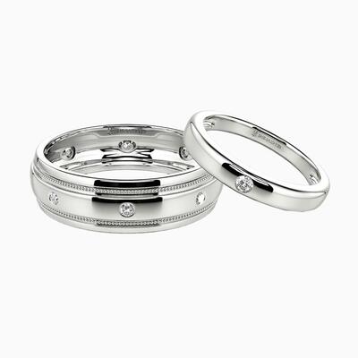 "Point of Our Departure" Couple‘s Ring Set