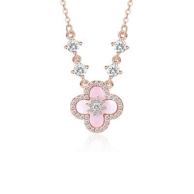 Jeulia Pink Sakura Cherry Blossom Necklace Sterling Silver