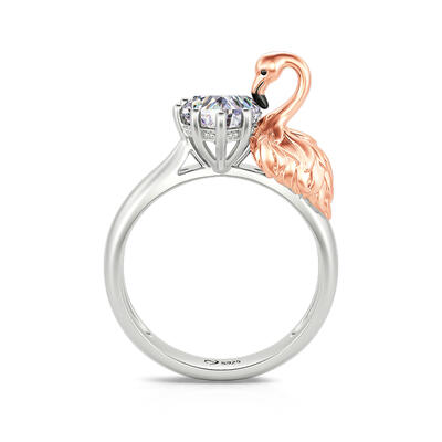 Jeulia Hug Me Anillo con un flamenco de plata de ley con corte de corazón