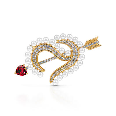 Jeulia Logo "Cupid's Arrow" Heart Shape Sterling Silver Brooch