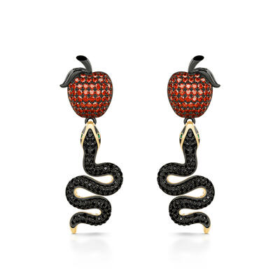 Jeulia "Forbidden Fruit" Snake&Apple Sterling Silver Earrings