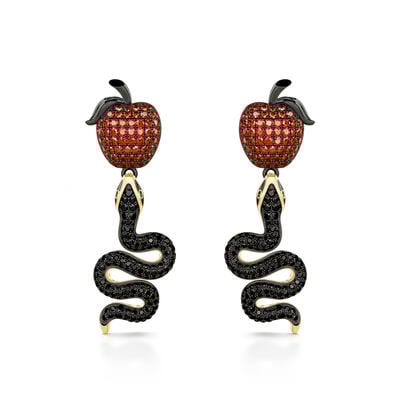 Jeulia "Forbidden Fruit" Snake&Apple Sterling Silver Earrings