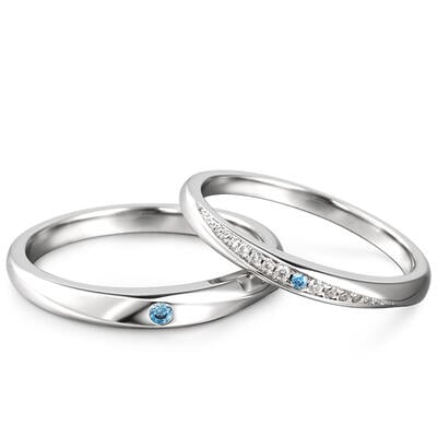 Jeulia "True Love is Forever" Sterling Silver Couple Rings