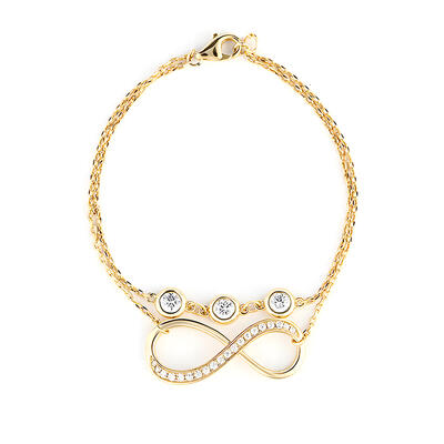 Jeulia Double Layer Infinity Sterling Silver Bracelet With Birthstone