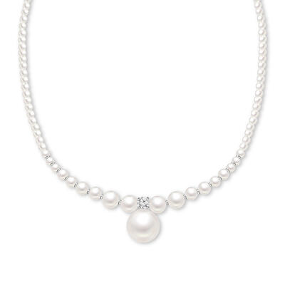 Jeulia Collar de Plata de Ley con Perlas Blancas Elegante para Mujer