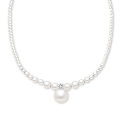 Jeulia Elegant White Pearl Sterling Silver Necklace
