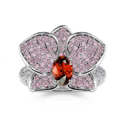 Jeulia Phalaenopsis Design Oval Cut Sterling Silver Ring
