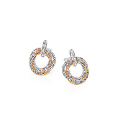 Jeulia Classic Trinity Pave Stud Earrings Sterling Silver