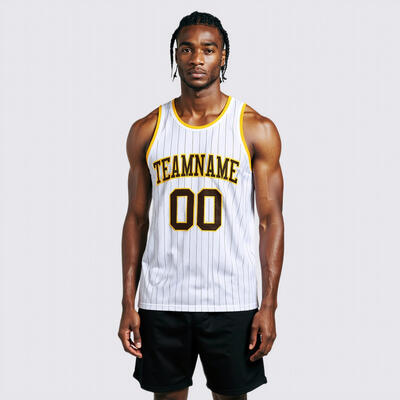 Authentic Pinstripe White Basketball Jersey - Custom Stripe Detail, Comfort Fabric, Squad ID