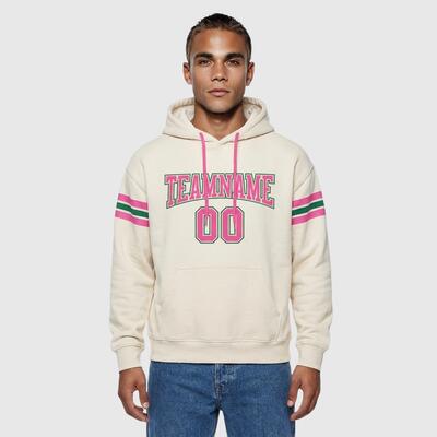 Custom Stitched Cream Football Pullover Sweatshirt Hoodie Breathable Soft Ideal for Sports Custom Team Logo