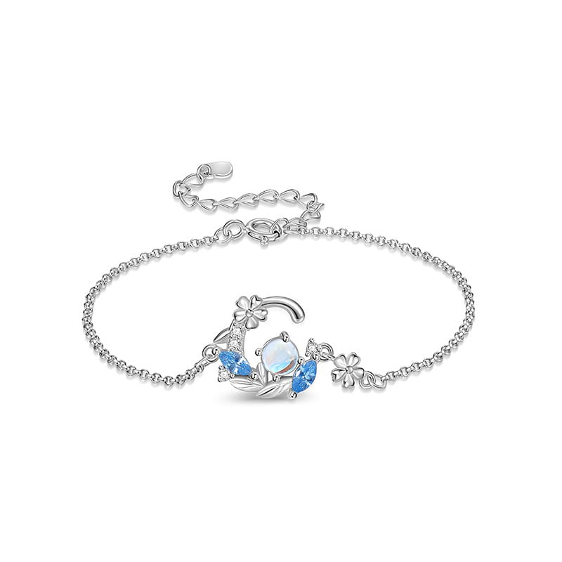 Jeulia Fantasy Flower Bracelets Moonstone Sterling Silver