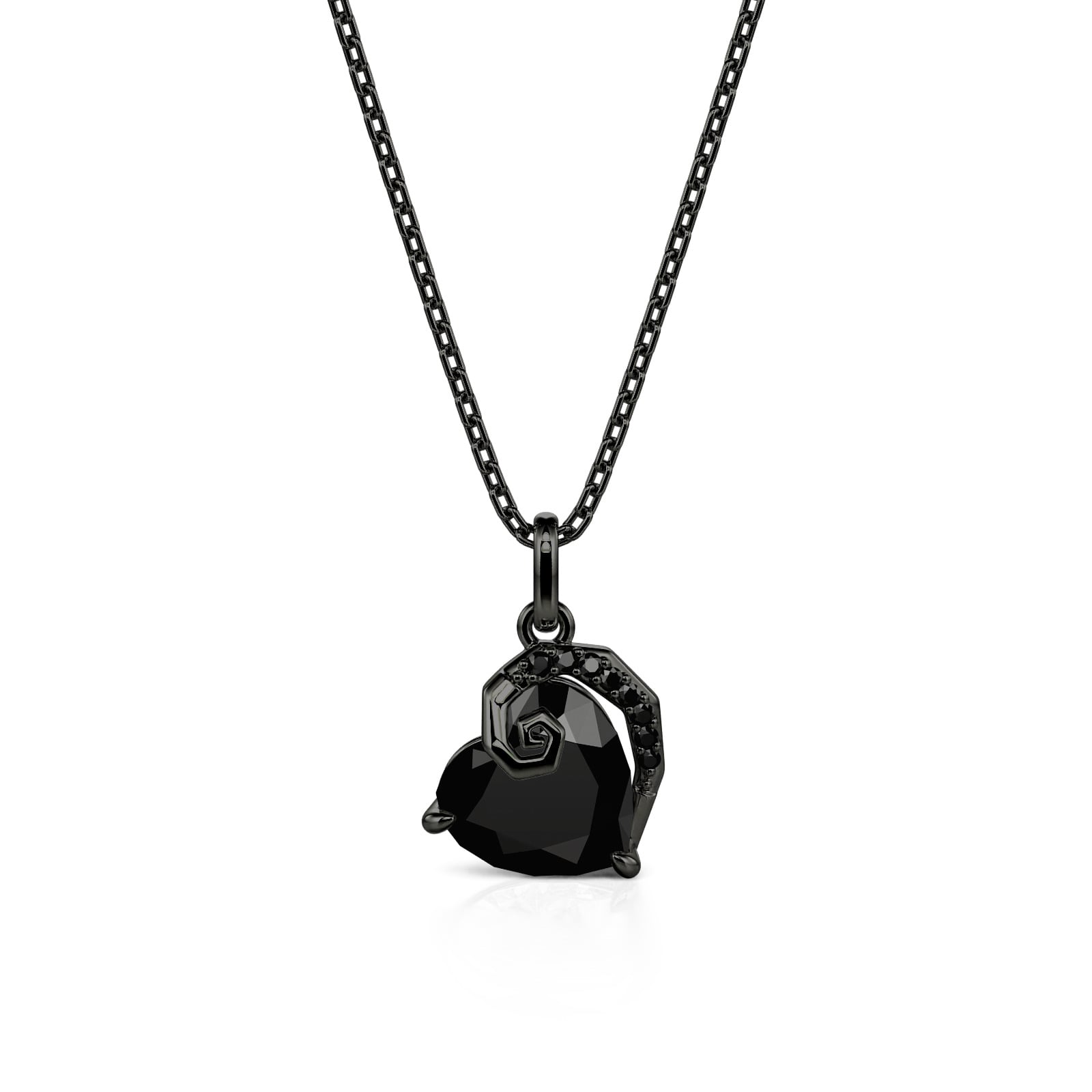 Jeulia Gothic Minimalist Dark Spiral Heart Necklace