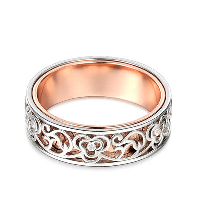 Jeulia Two Tone Round Cut Sterling Silver Women's Band