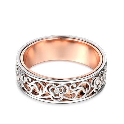 Jeulia Two Tone Round Cut Sterling Silver Women's Band