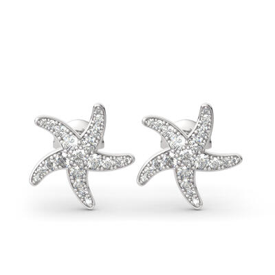 Jeulia Starfish Sterling Silver Stud Earrings