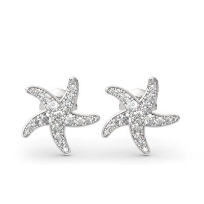 Jeulia Starfish Sterling Silver Stud Earrings