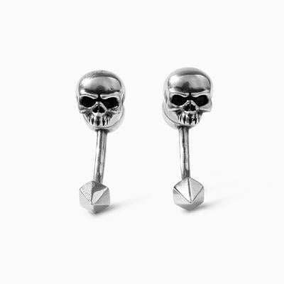 Jeulia "Pyramid Rivet" Skull Sterling Silver Earrings