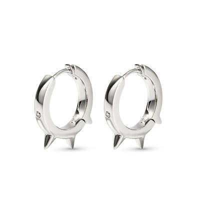 Jeulia "Spiked Out" Sterling Silver Hoop Earrings
