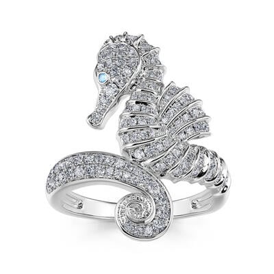 Jeulia "Faithful Love" Seahorse Design Sterling Silver Ring