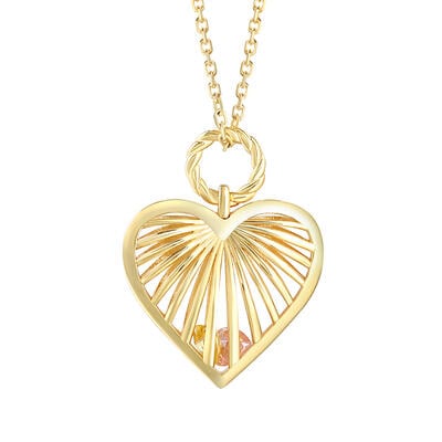 Jeulia "Family love" Birthstone Heart Cage Necklace Colorful Design