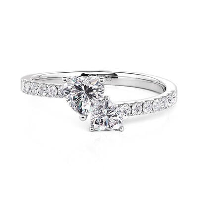 Jeulia Custom Double Heart Promise Ring With Birthstone