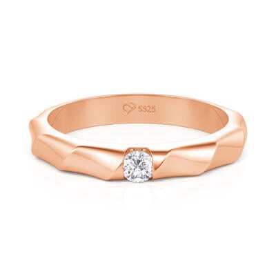 Jeulia Simple Solitaire Twisted Ribbon Women's Wedding Band