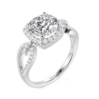 Jeulia Round Halo Engagement Ring with Hollowed Band