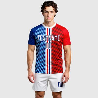 Custom Figure White-Royal Sublimation Soccer Uniform Jersey